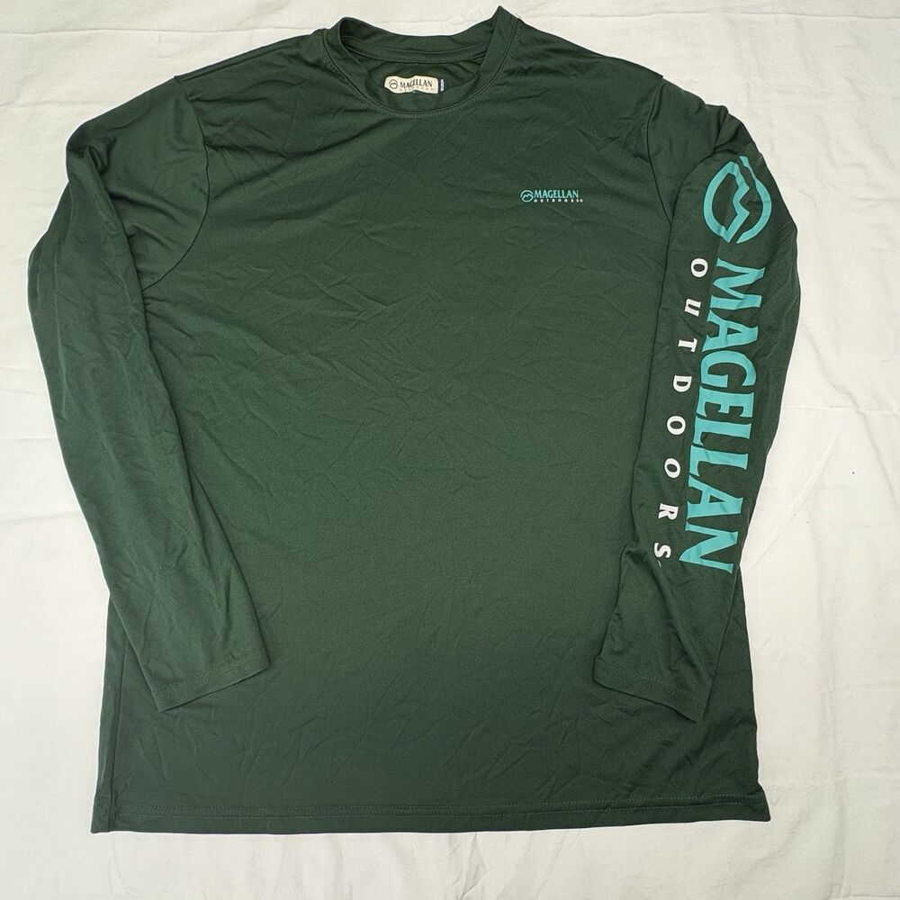 Magellan Outdoors Mens M Green Long Sleeve Fishing Shirt Moisture Wicking